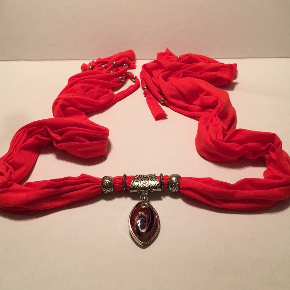 🏖3/$10 Red Scarf with gorgeous BLING - Picture 4 of 4